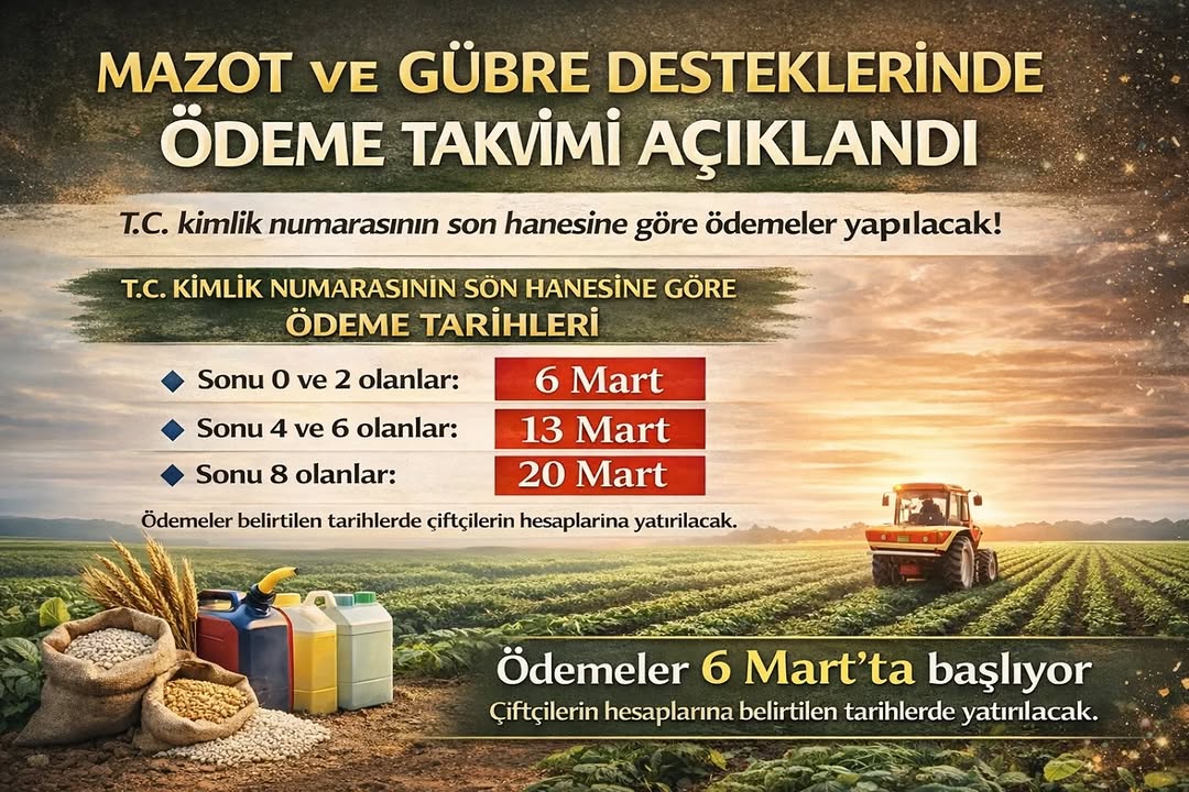 Mazot ve Gübre Desteklerinde Ödeme Takvimi Açıklandı